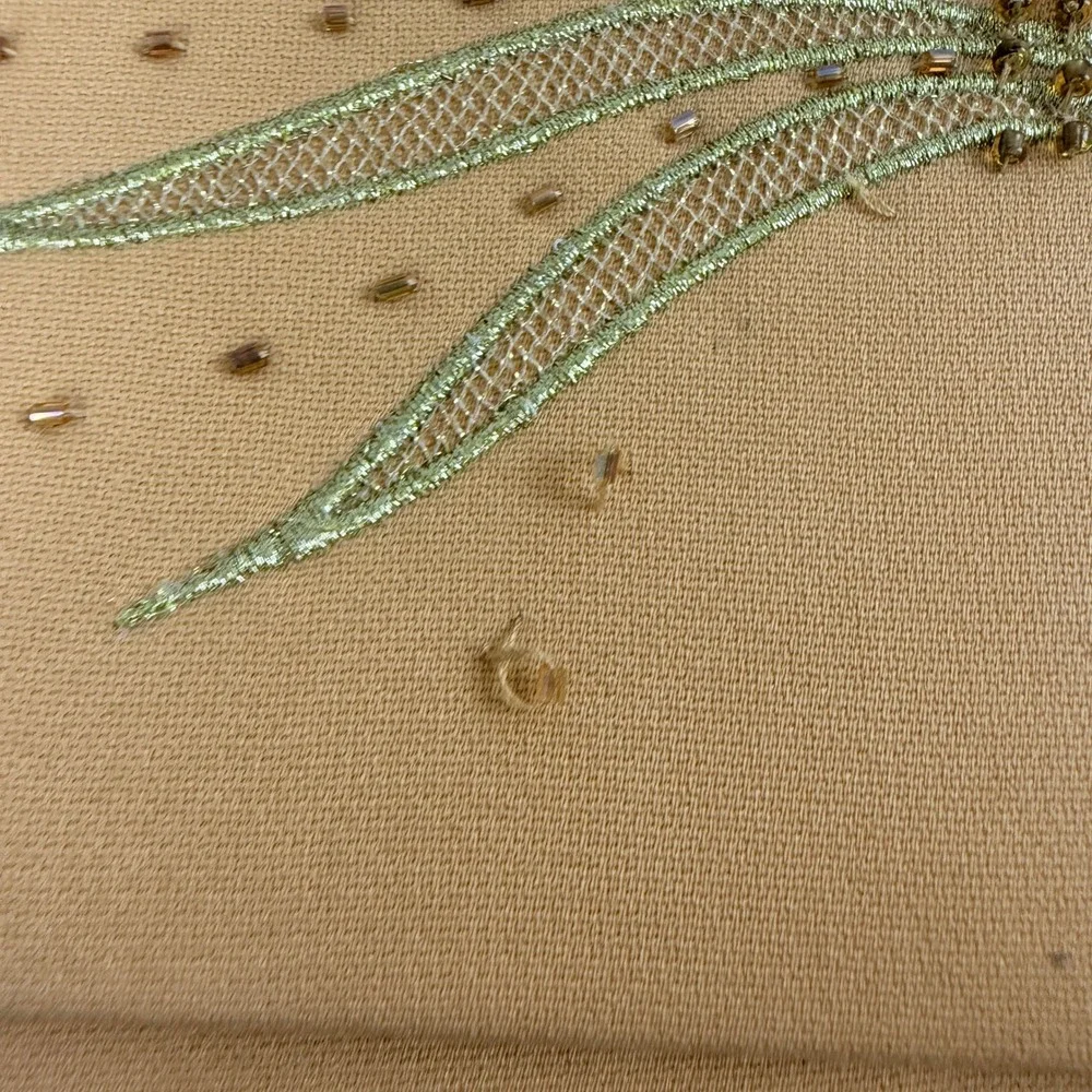 VINTAGE Milano Yellow Beaded Evening Clutch Bag Crossbody‎ Gold Embroidery